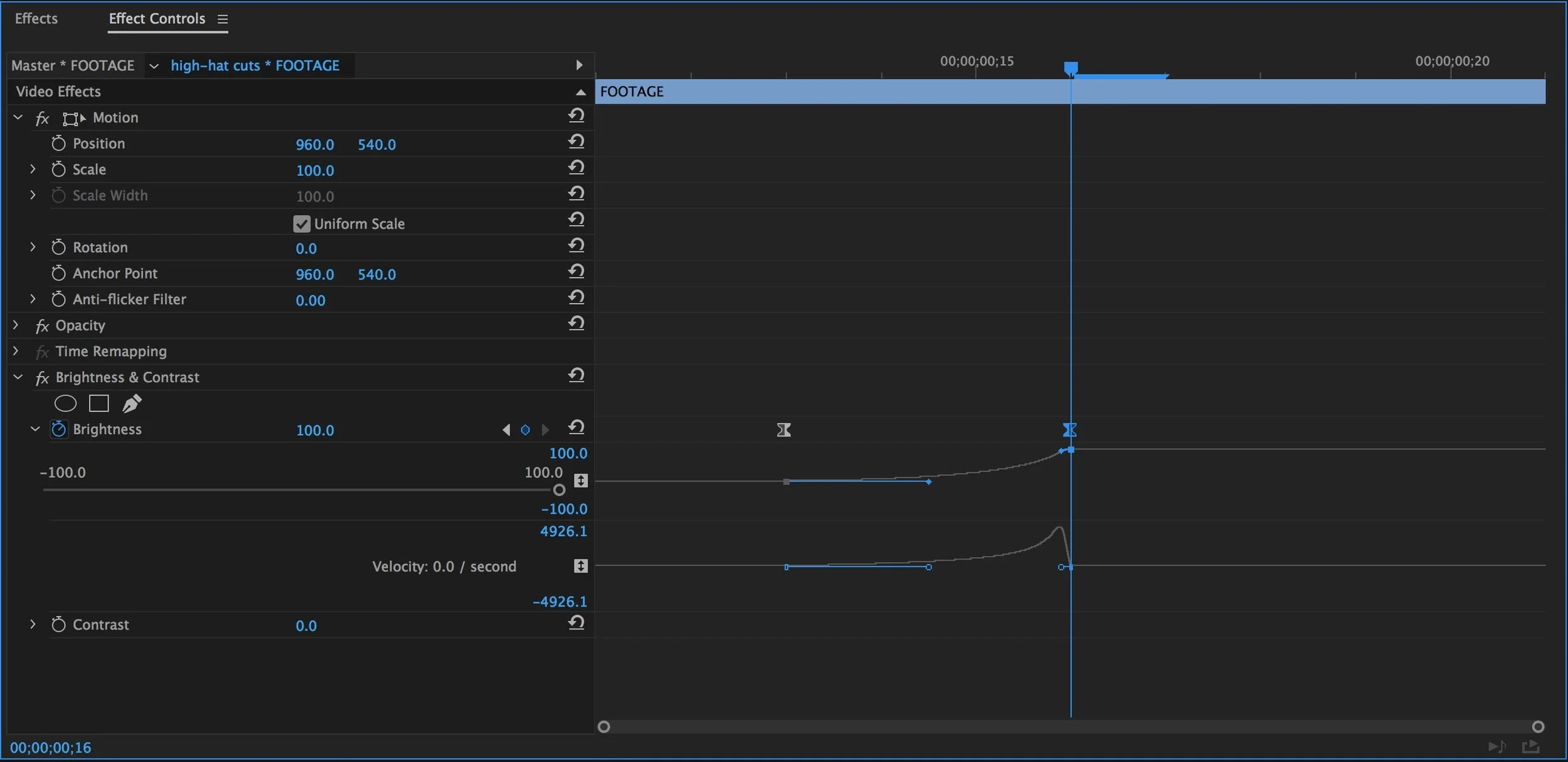 Change keyframe interpolation using the Velocity Graph in the Effect Controls panel.