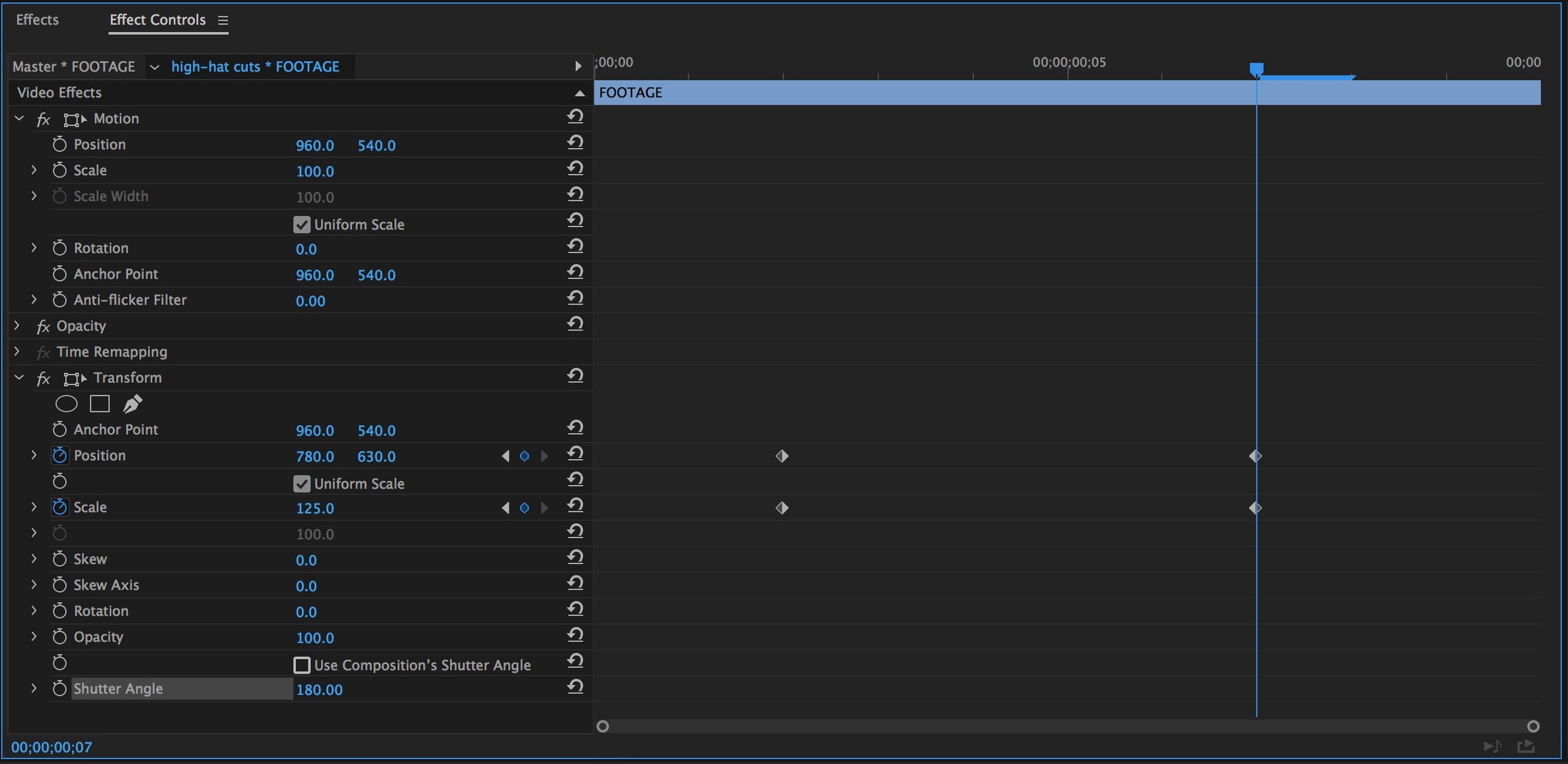 Animate the Transform effect and increase Shutter Angle to add motion blur.