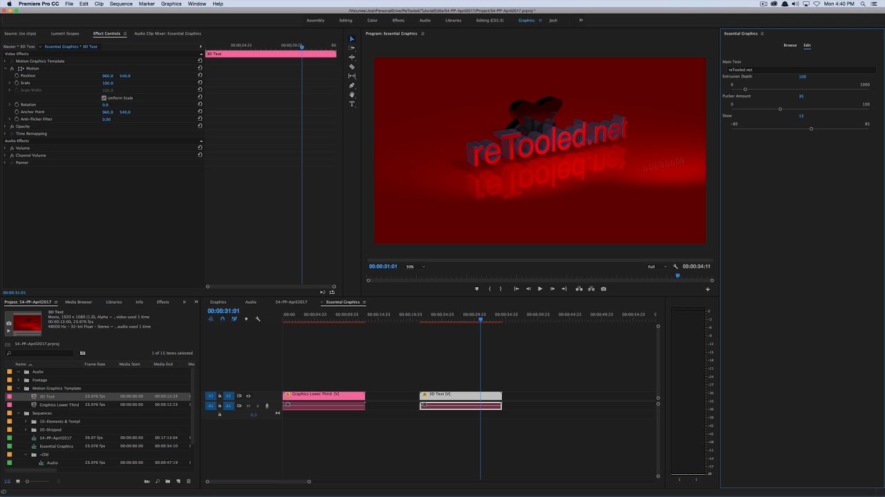 Motion Graphics Template Workflow in After Effects and Premiere Pro CC