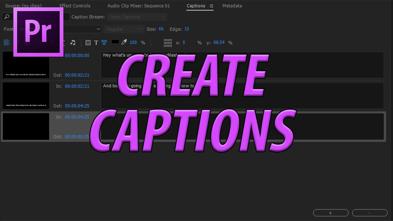 AdobeMasters How to Create Open Captions in Adobe Premiere Pro CC