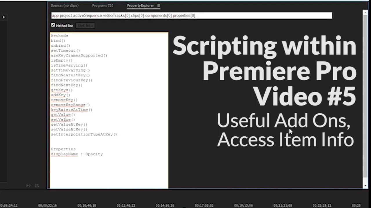 Premiere OnScript: Access Item Information, Run Quick Scripts with Adobe Add Ons