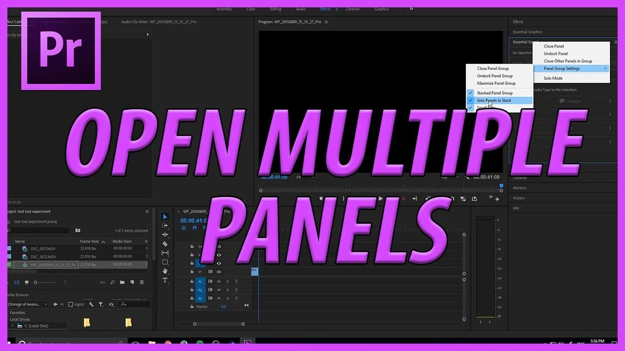 AdobeMasters How to Open Multiple Panels in Adobe Premiere Pro
