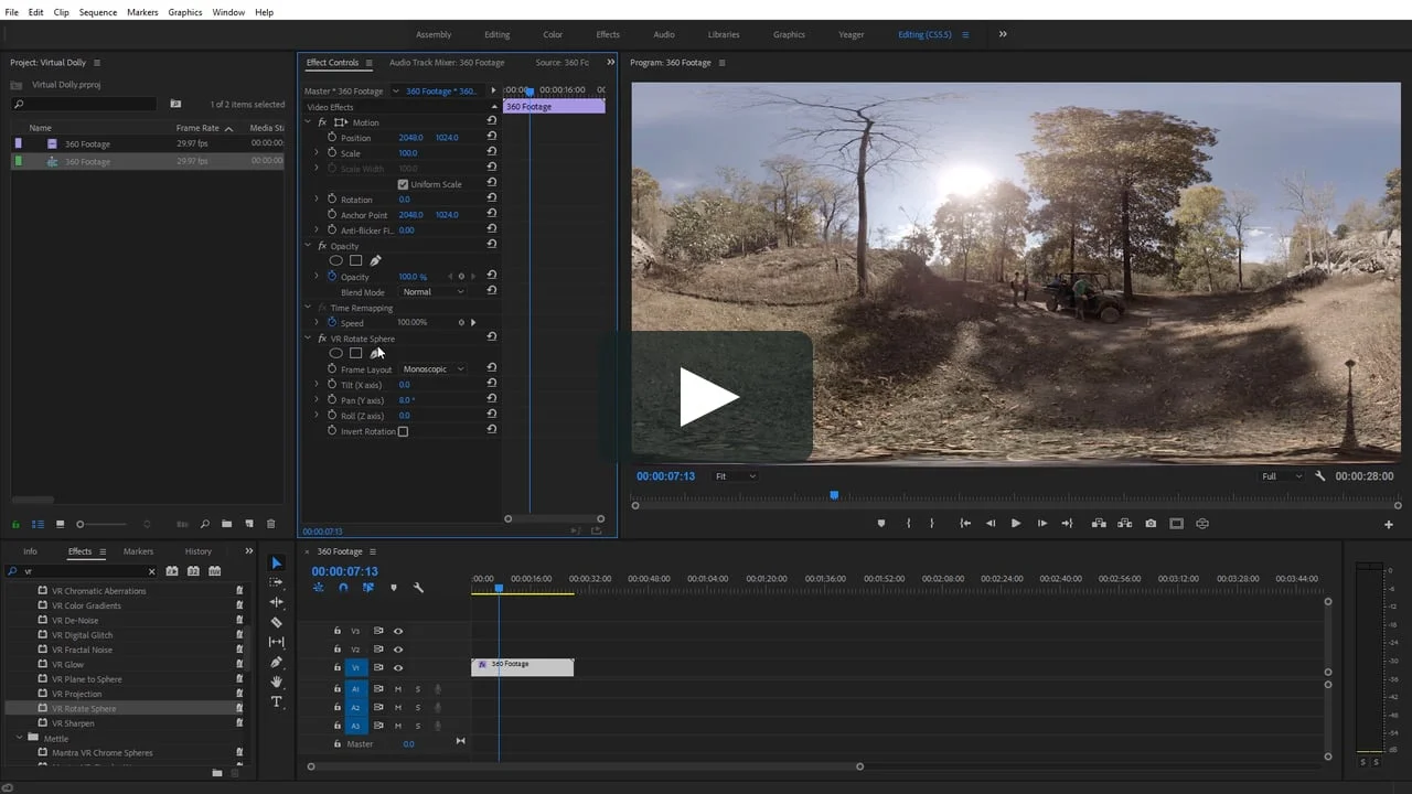 Mettle: How to Create a 360/VR Virtual Dolly in Premiere Pro with Mantra VR