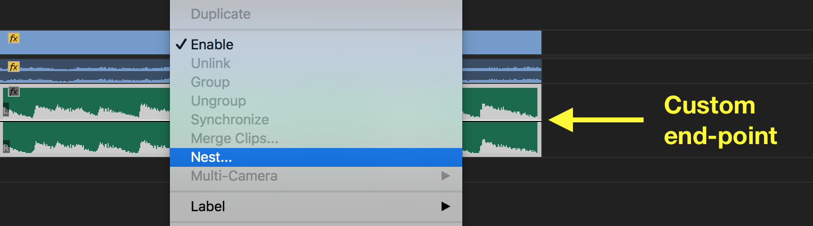 Nest your music track with the custom end-point