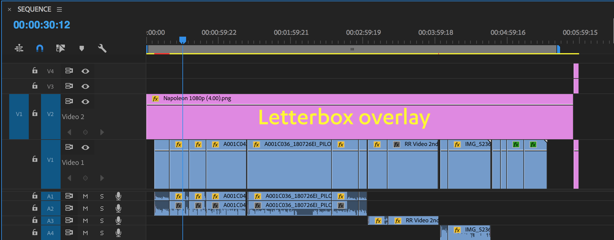 Drag the letterbox template over your edit