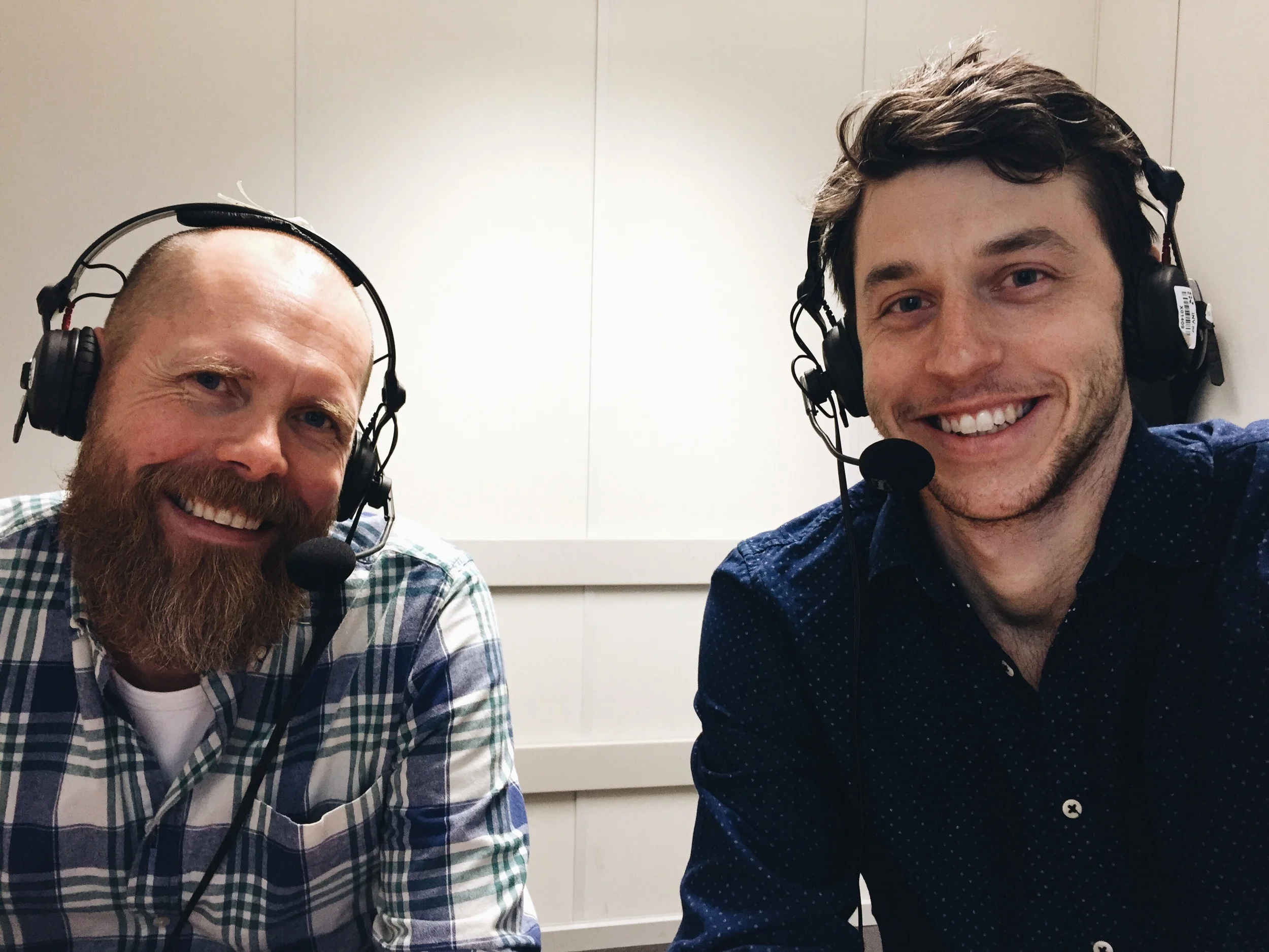 Anders och jag på Sveriges Radios grymt osexiga ljudbås i Malmö 
