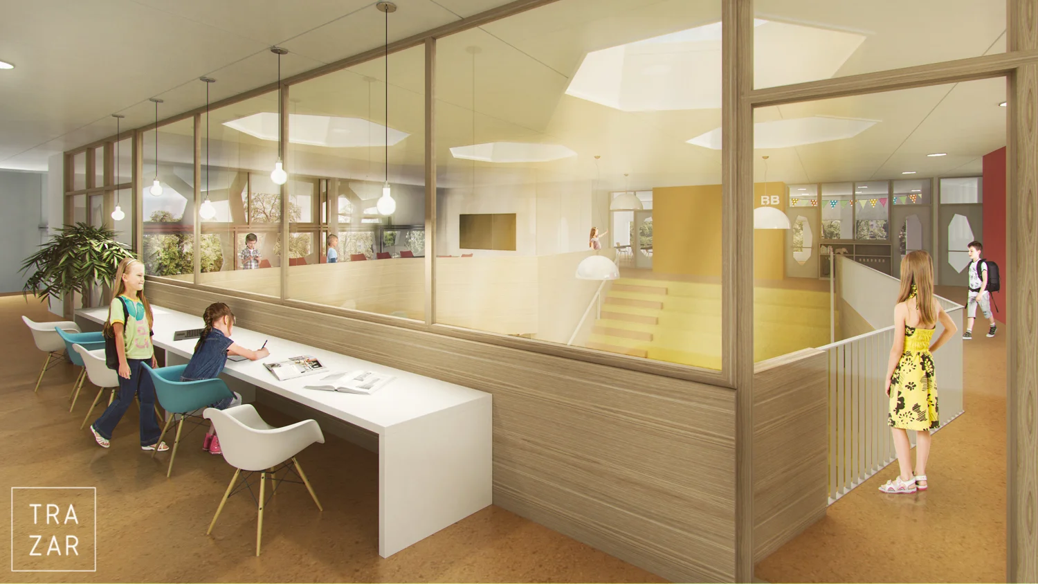 Artist impressie interieur utiliteitsbouw.