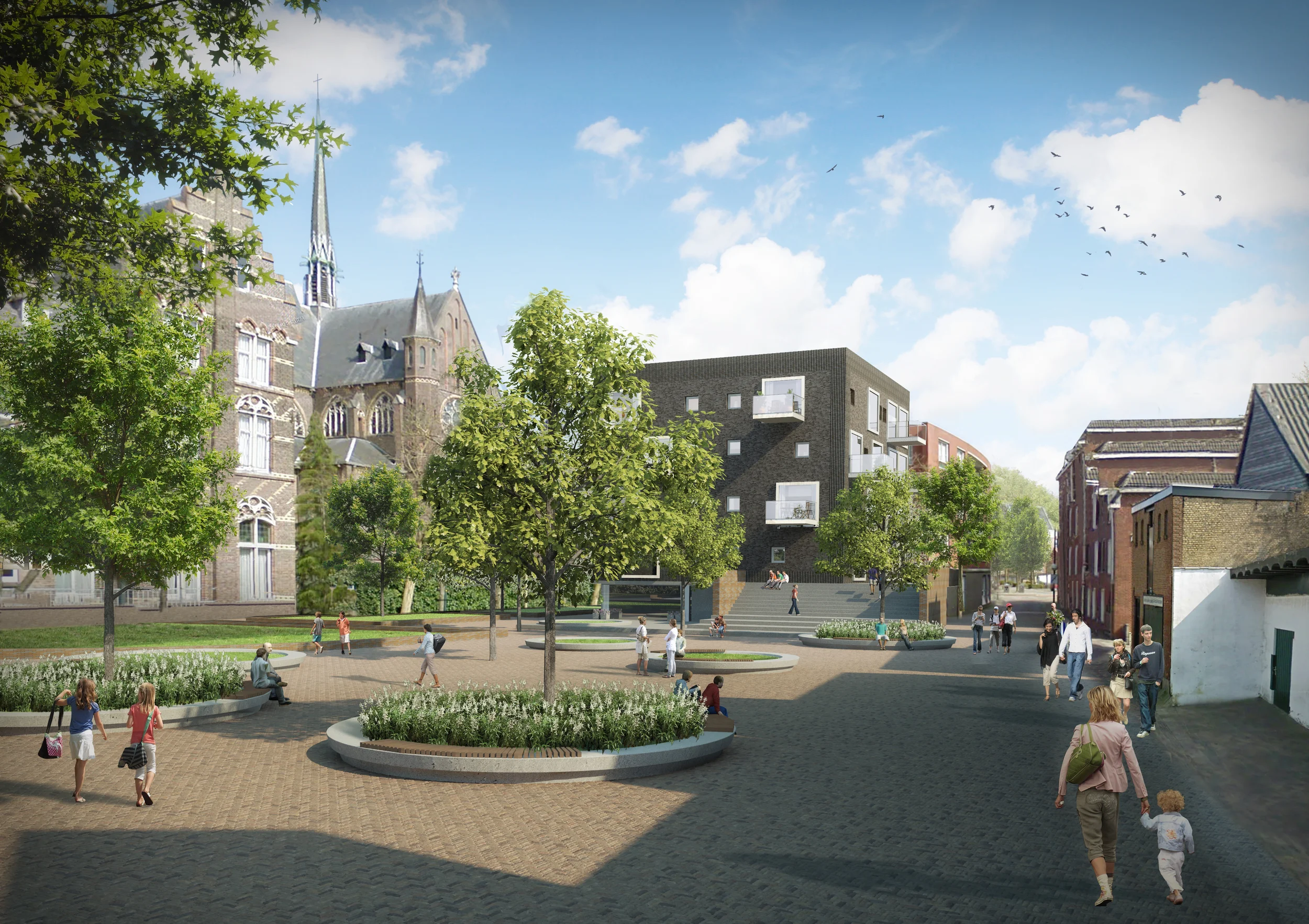 Fotomontage van architectuur, artist impressions oenbare ruimte