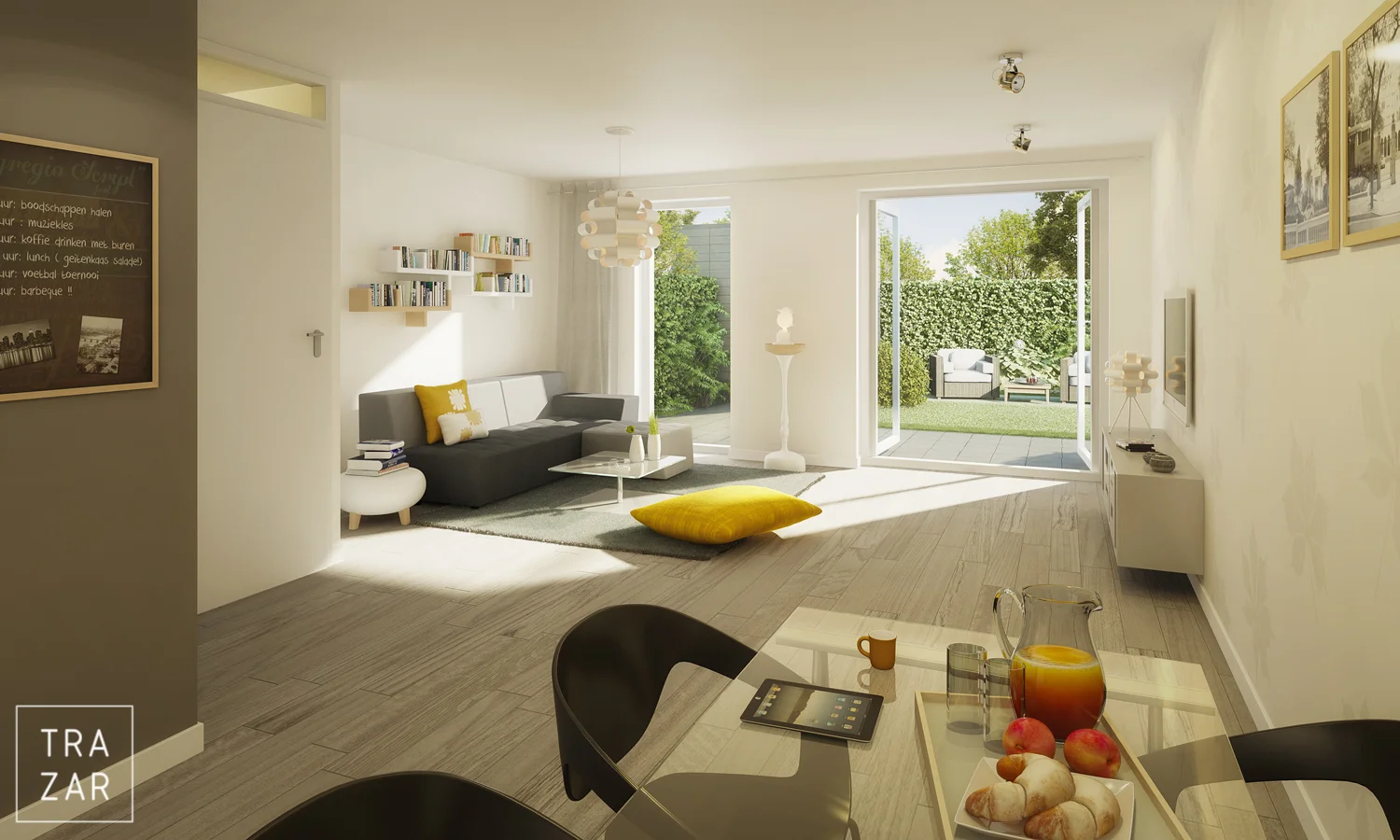 impressie van interieur zoals woonkamer, keuken.