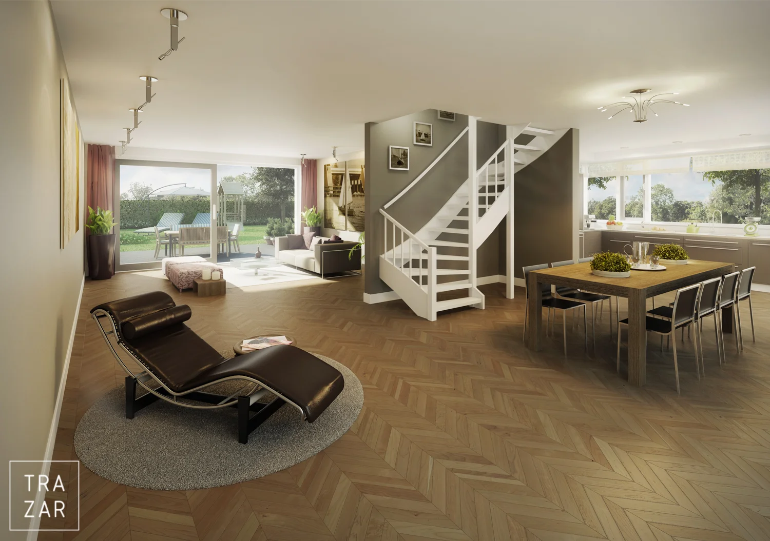impressie van interieur zoals woonkamer, keuken.