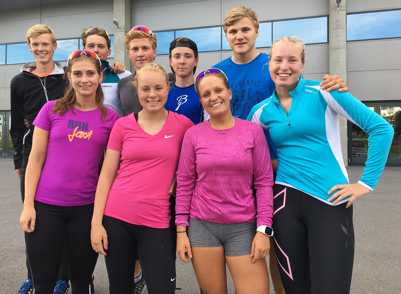Klubbens nye treningsgruppe. Gutta fra venstre: Thomas, Allan, Marius, Kyrre og Jonas Jentene fra venstre: Rannei, Ylva, Marichen og Ragne