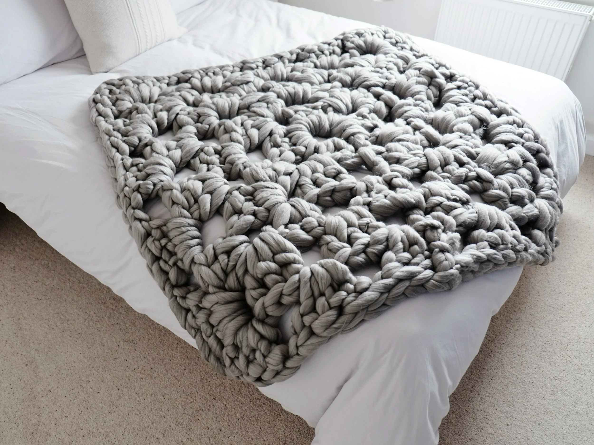 Crochet giant yarn granny square