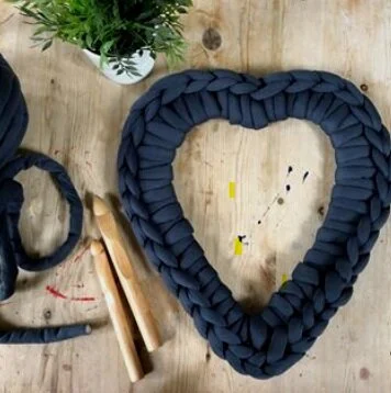 Grey hear wreath for interior design