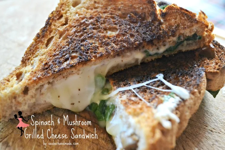 Can you believe that grilled cheese is so awesome, it gets its own month?! But even better, than a traditional girlled cheese, I added a cool, filling twist. Trust me, this is not your mama's grilled cheese! It's fresh, fun and cheesy! It's a great combination of flavours. Imagine a spinach dip between two buttery slices of bread. Absolute bliss!