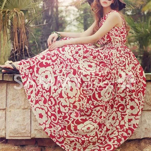 Can you imagine the impact I would make in this gown?! Don't buy this dress though! The actual product is radically different from what's pictured, which is why I'm opting to make it myself! sammydress | $8.69 Bohemian Style Patterned Sleeveless Porcelain Maxi Dress For Women
