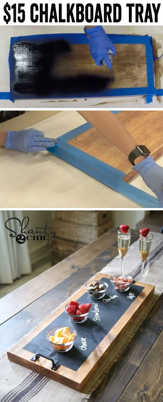 Who's got 2 thumbs, and just bought chalkboard spray paint for under $4 from Walmart? This gal! There are so many projects that you can do with chalkboard spray paint including this one that can be made with recycled materials.