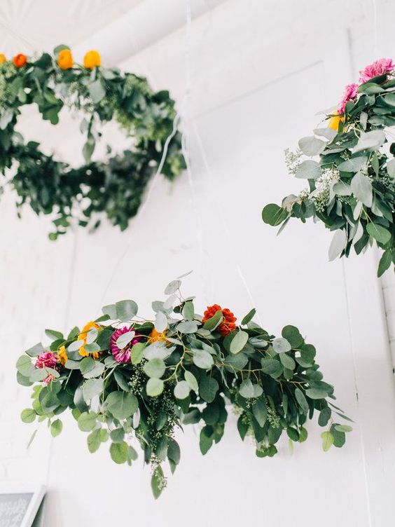 3. Turn the flower power to the max with this DIY: Flower Chandelier, perfect for party decor or above the dinner table for a special get together! | PROJECT WEDDING