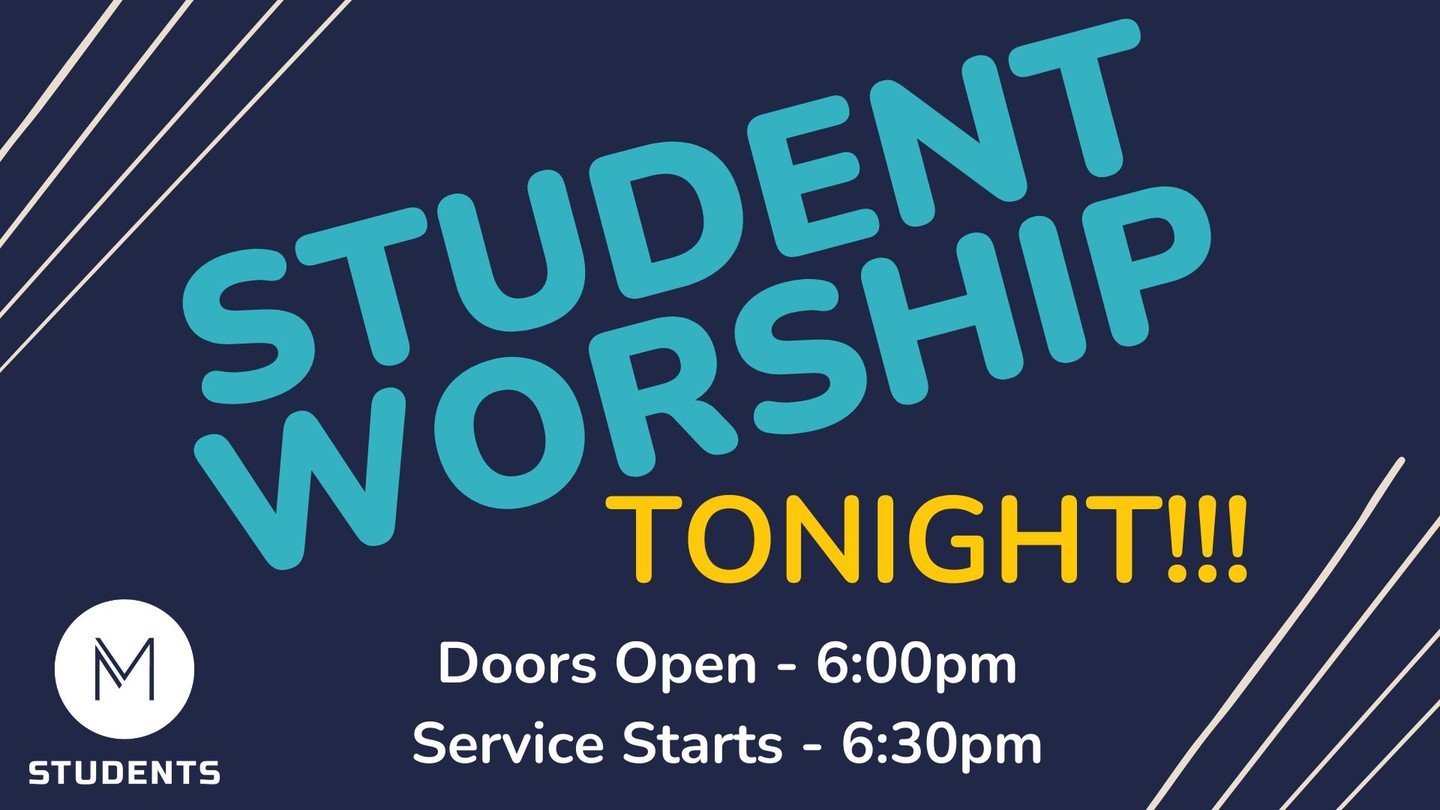 It's Wednesday and student worship is tonight!!!

We will have nachos starting at 6pm and the service starts at 6:30pm. Bring someone with you!

Snacks &amp; Hangout
6:00PM - 6:25PM

Break &amp; Pre-Service
6:25PM - 6:30PM

Worship Service
6:30PM - 7