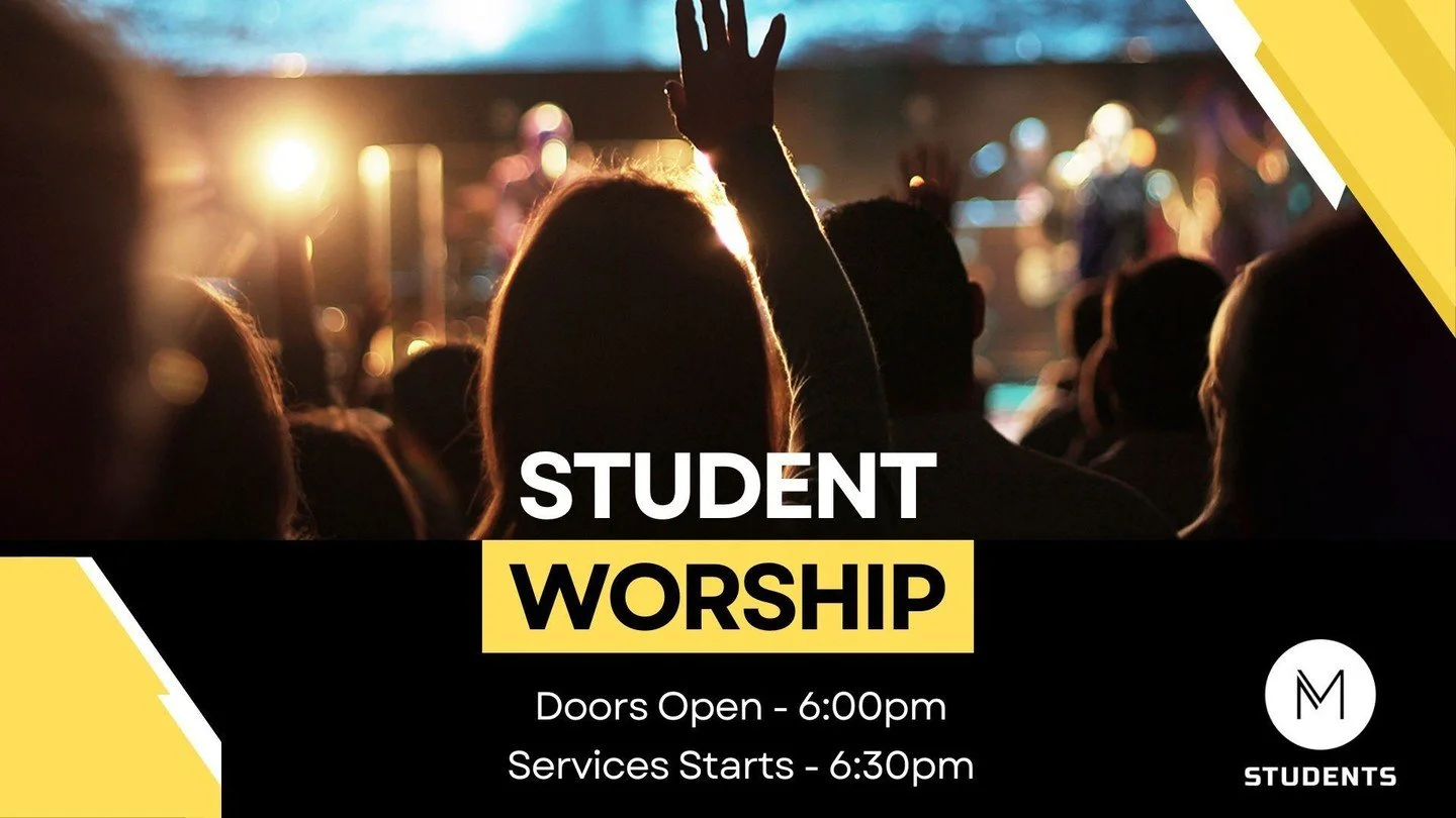 A brand new semester of student worship starts tonight!
We will have snacks starting at 6pm and the service starts at 6:30pm.
Bring someone with you!
Snacks & Hangout
6:00PM - 6:25PM
Break & Pre-Service
6:25PM - 6:30PM
Worship Service
6: