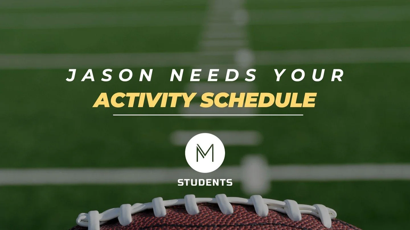 Jason would love to come and support you in whatever extracurricular activities you do! Please send him a copy of your schedule.
