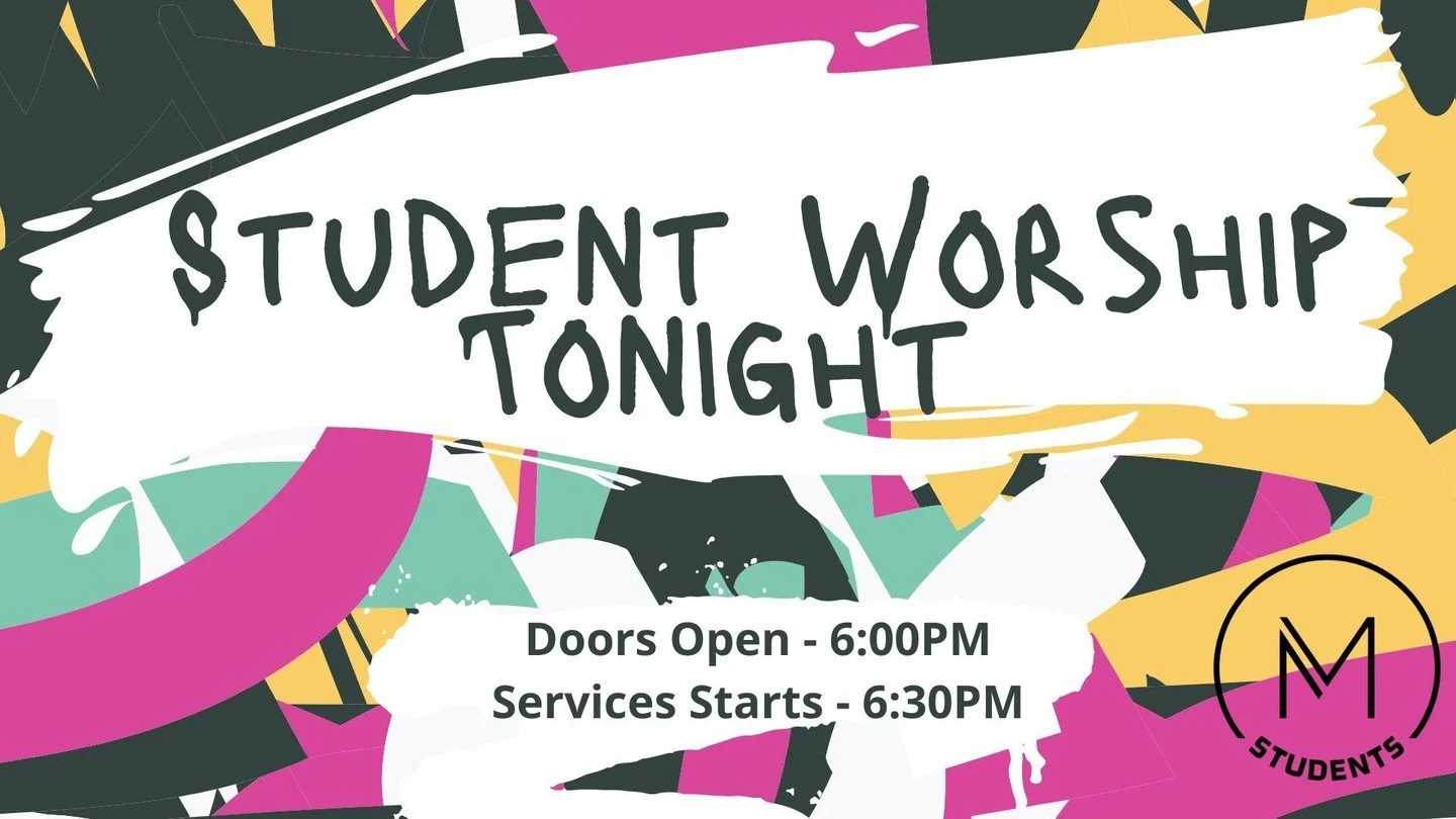 It's the best night of the week! Join us tonight for student worship!
We will have snacks starting at 6:00pm and the service starts at 6:30pm.
Bring someone with you!
Snacks & Hangout
6:00PM - 6:25PM
Break & Pre-Service
6:25PM - 6:30PM
Wo