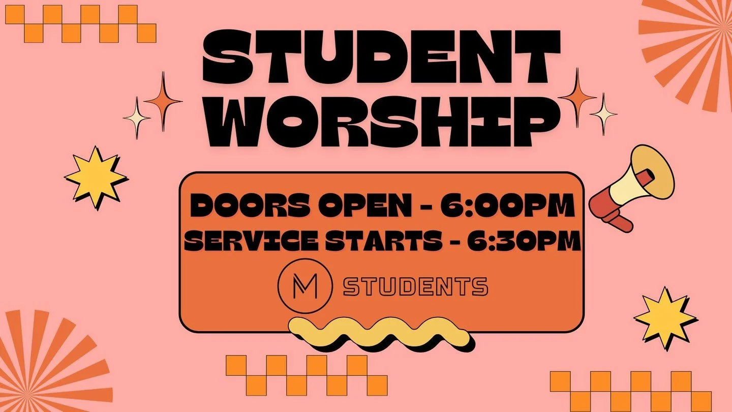It's Wednesday and that means tonight is student worship!
We will have pretzels 🥨 starting at 6:00pm and the service starts at 6:30pm.
Bring someone with you!
Snacks & Hangout
6:00PM - 6:25PM
Break & Pre-Service
6:25PM - 6:30PM
Worship