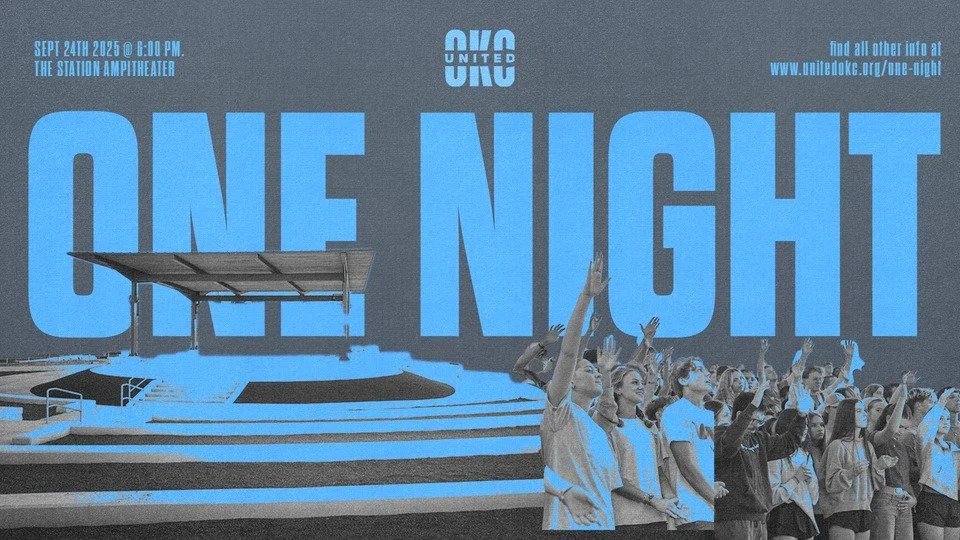 ONE NIGHT
TONIGHT!
The Station Amphitheater
6:00PM TO 8:30PM
This Wednesday is the One Night rally at The Station for all of our 7th to 12th grade students. We will be joining other local churches for a night of worship and connection.
Students ca