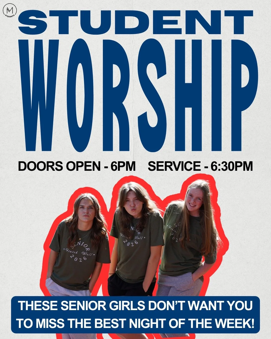 It's Wednesday! Come join us for the best night of the week!

We will have nachos starting at 6:00pm and the service starts at 6:30pm.
Bring someone with you!

Snacks &amp; Hangout
6:00PM - 6:25PM

Break &amp; Pre-Service
6:25PM - 6:30PM

Worship Ser