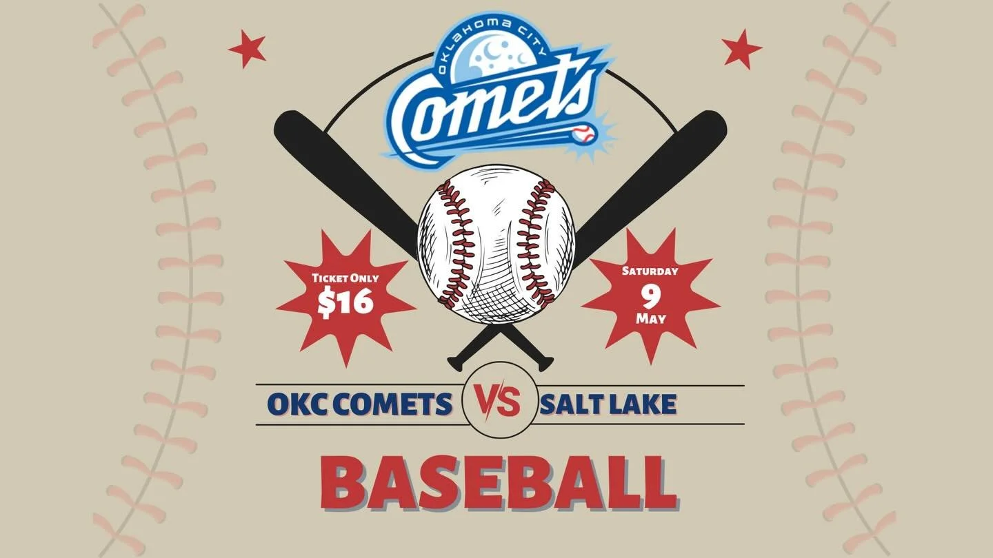 Enjoy some OKC Comets baseball on Saturday, May 9th! ⚾️ 

That night is Star Wars &amp; Boy Scouts night and everyone will receive an OKC Comets hat. Tickets are $16 and you can sign up in the student center or by texting Jason to reserve your spot.