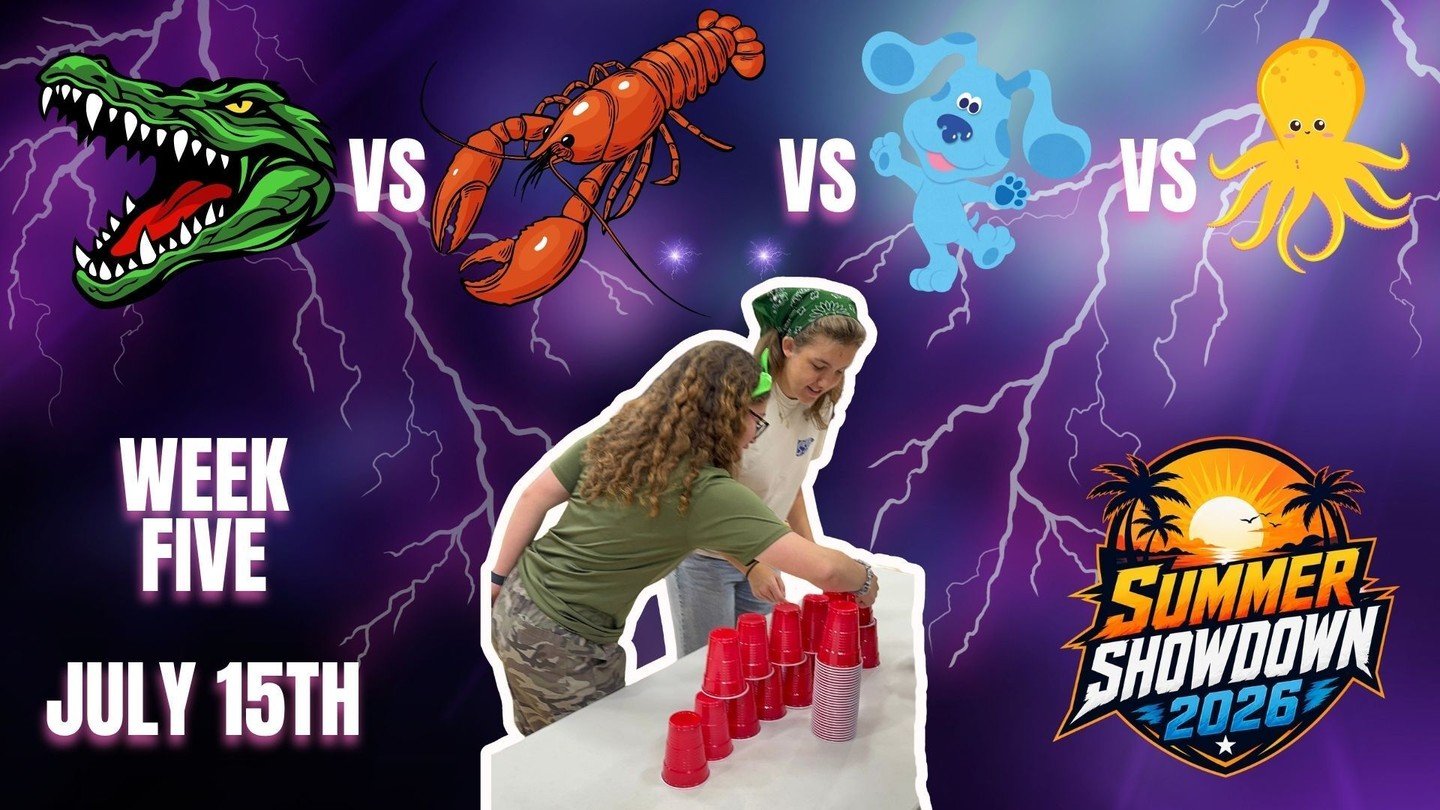 Tonight is week 5 of Summer Showdown!!!

Come prepared to get wet! 💦 

We only have two weeks left! 

🟢 🔵 🟡🔴
Rep your team colors to earn points! Bring someone new to get tons of points!

Ice Cream Sundaes &amp; Hangout
6:00PM - 6:25PM

Break &a