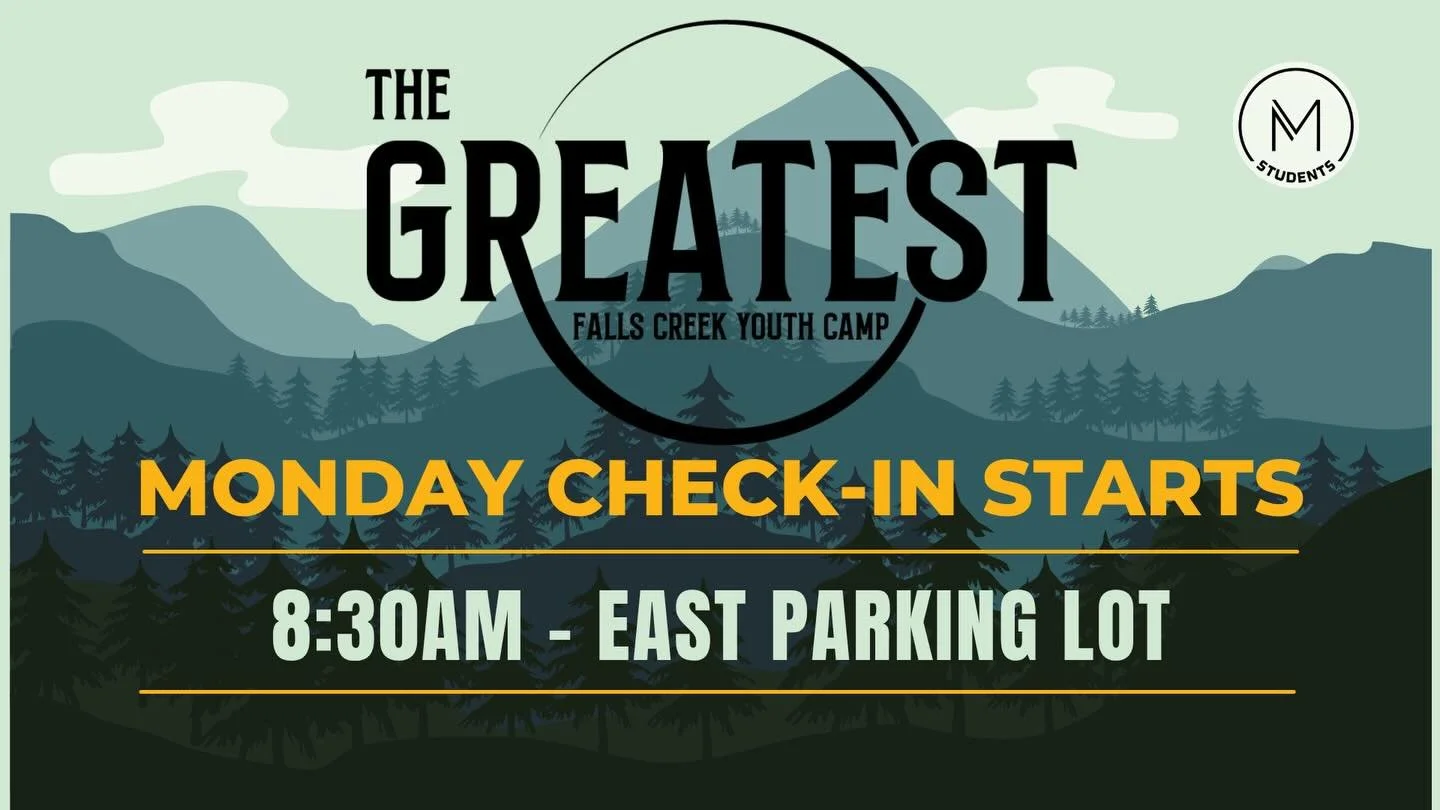 Falls Creek starts tomorrow!!! 😎 

Check-In starts at 8:30am! (East Parking Lot)
We are leaving at 9:30am!

Things to do before we leave:

1. Submit all camp payments.
2. Complete the online waiver found by clicking the link in the bio. (This is onl