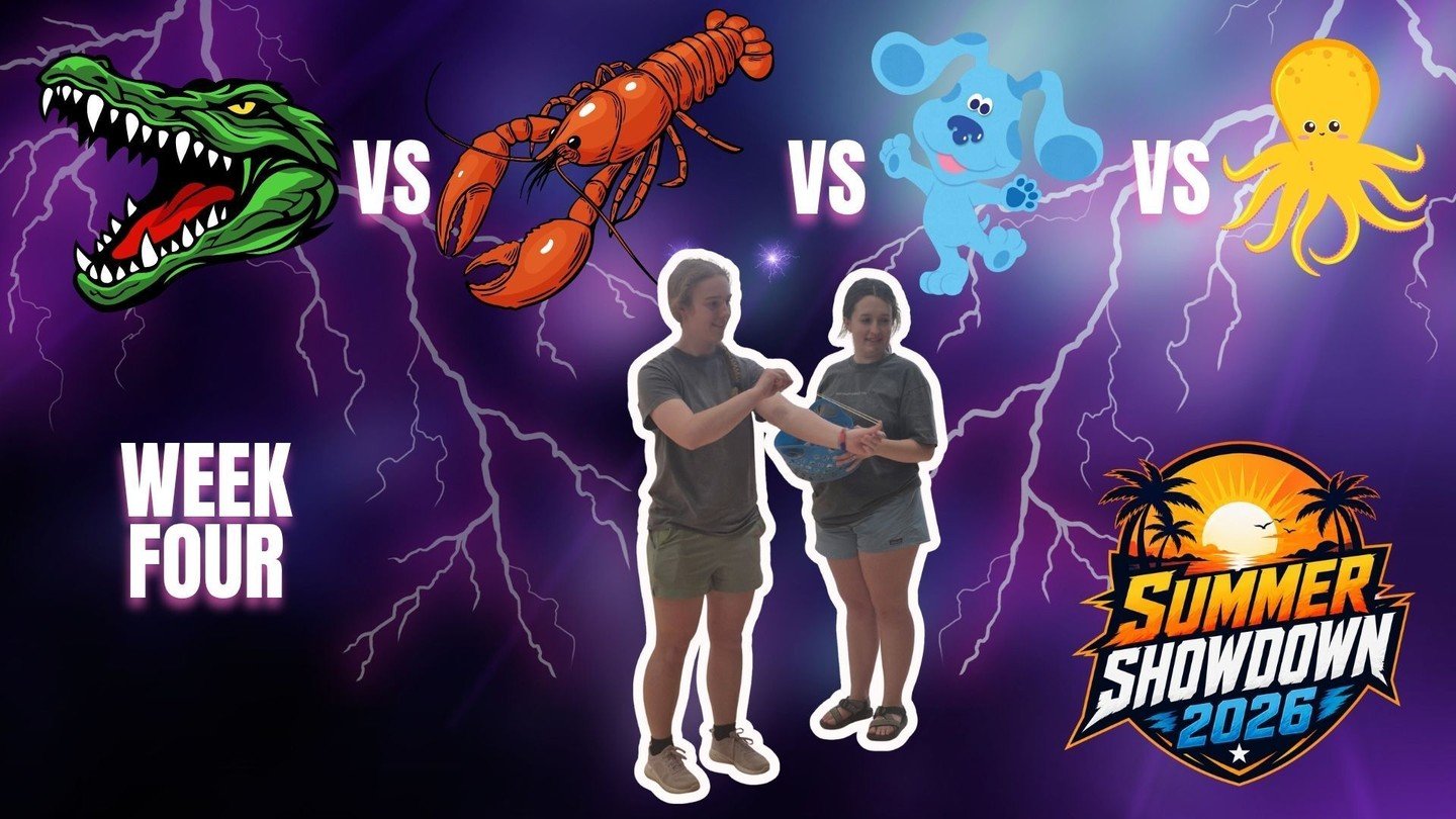 Tonight is week 4 of Summer Showdown!!!

It's not too late to join a team!
🟢 🔵 🟡🔴 

Rep your team colors to earn points! Bring someone new to get tons of points!

Snacks &amp; Hangout
6:00PM - 6:25PM

Break &amp; Pre-Service
6:25PM - 6:30PM

Summ