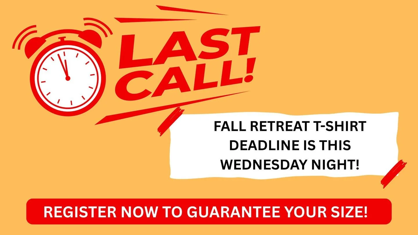 The deadline to guarantee your shirt size for Fall Retreat is this Wednesday. 👀 

Click the link in the bio to register now!