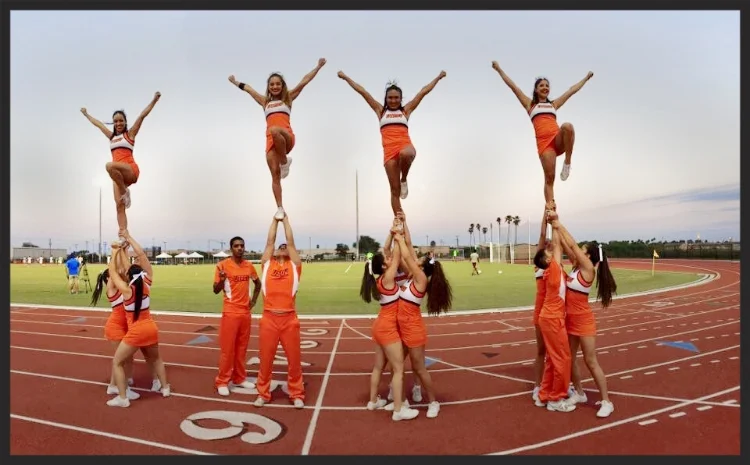 Nallely, one of the first iat4ss students, is supported by her fellow Bronco Cheerleaders.
