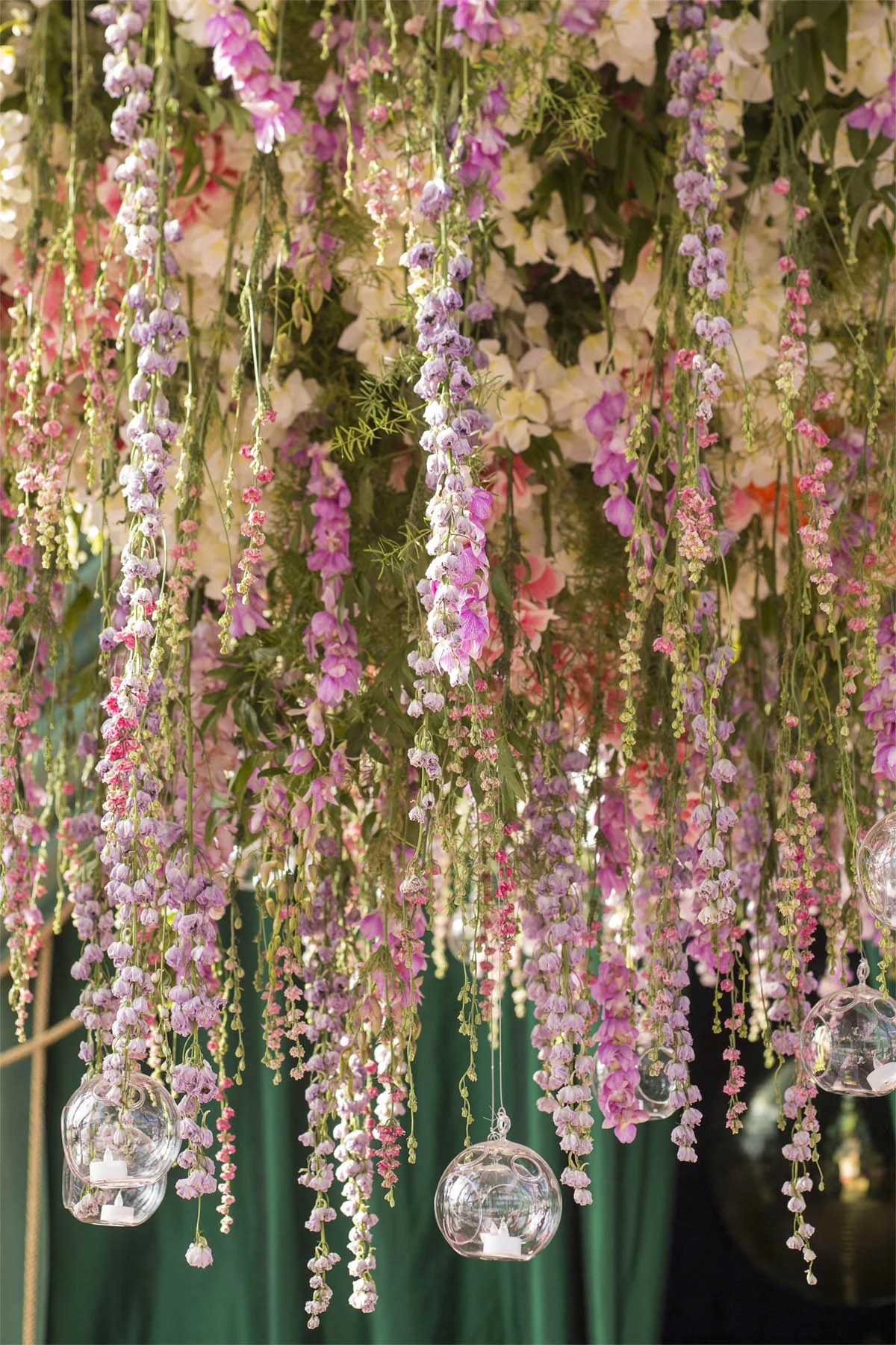 VAN WYCK Hanging flowers at a mountaintop wedding in Vail.