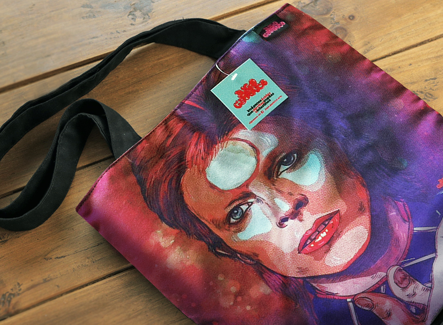 Bolso 'BOWIE' Material: DRILL TEC. SUBLIMADO + forro negro Precio: 60 soles AGOTADO