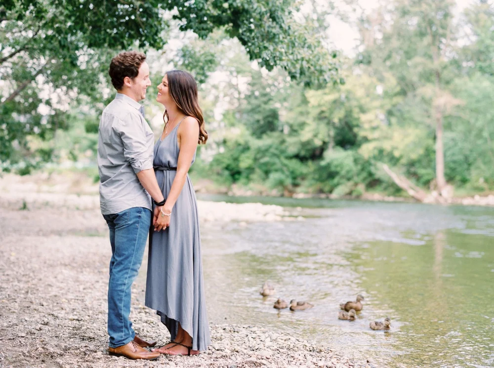 Calgary Wedding Photographers | Downtown Calgary Engagement Session | Mission River Session | Ducks Engagement Photography