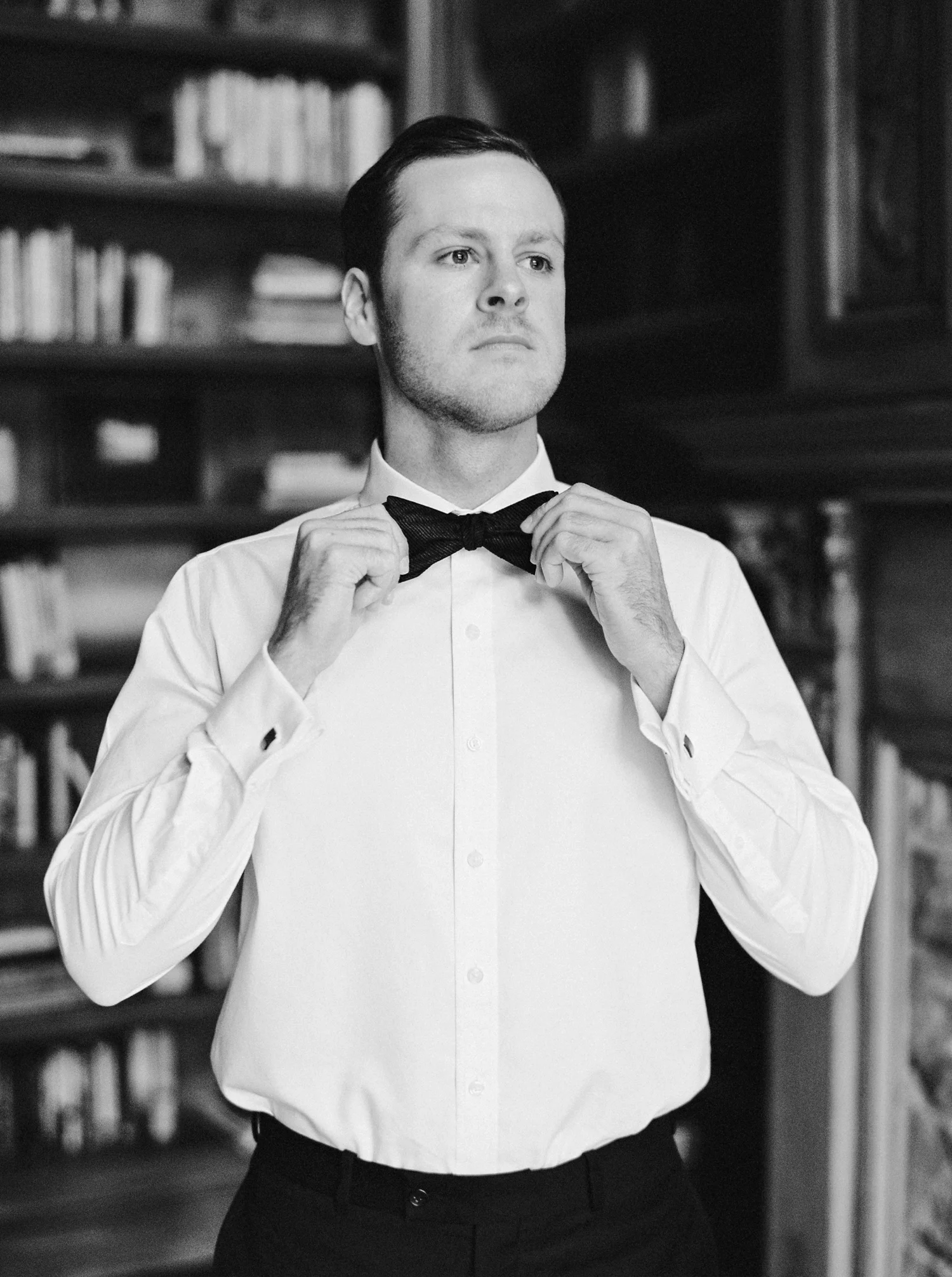 Calgary wedding photographers | georgia wedding photographers | fine art film | Justine Milton Photography | wedding details | georgia wedding | groom getting ready | bowtie