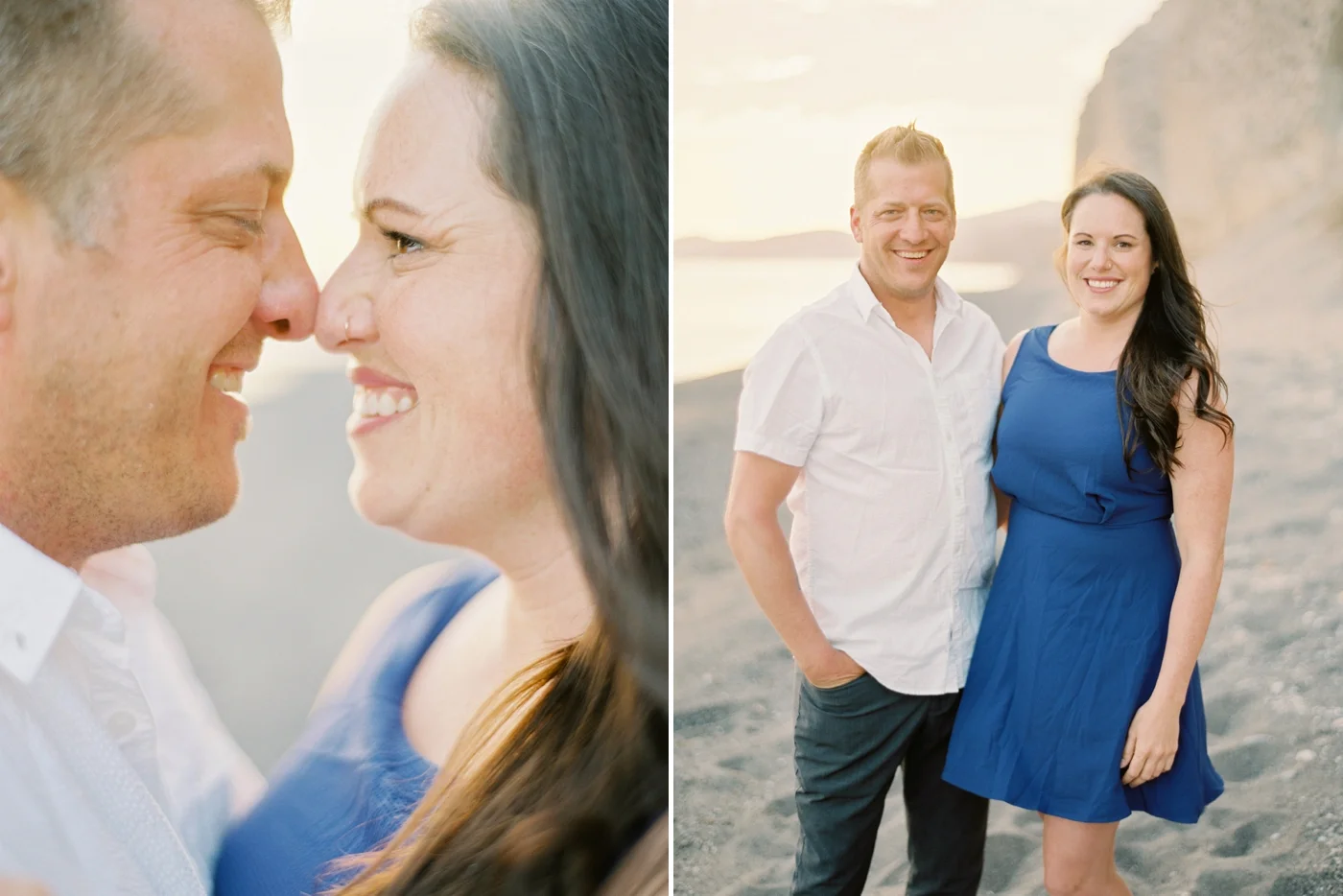 Santorini wedding photographer | beach couples session | engagement pre wedding session in santorini | justine milton fine art film photography