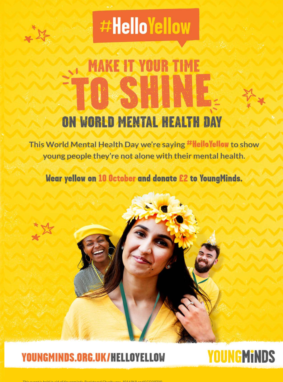 Use the hashtag HelloYellow to spread awareness