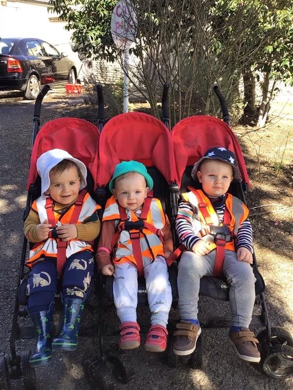 Babies off for a walk in Saltford.