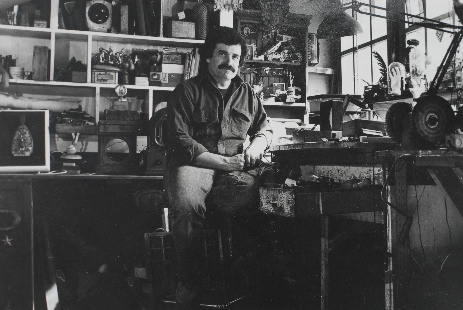 Phil Frank in his studio at Gate 3 in September, 1983. Photo courtesy of Steefenie Wicks