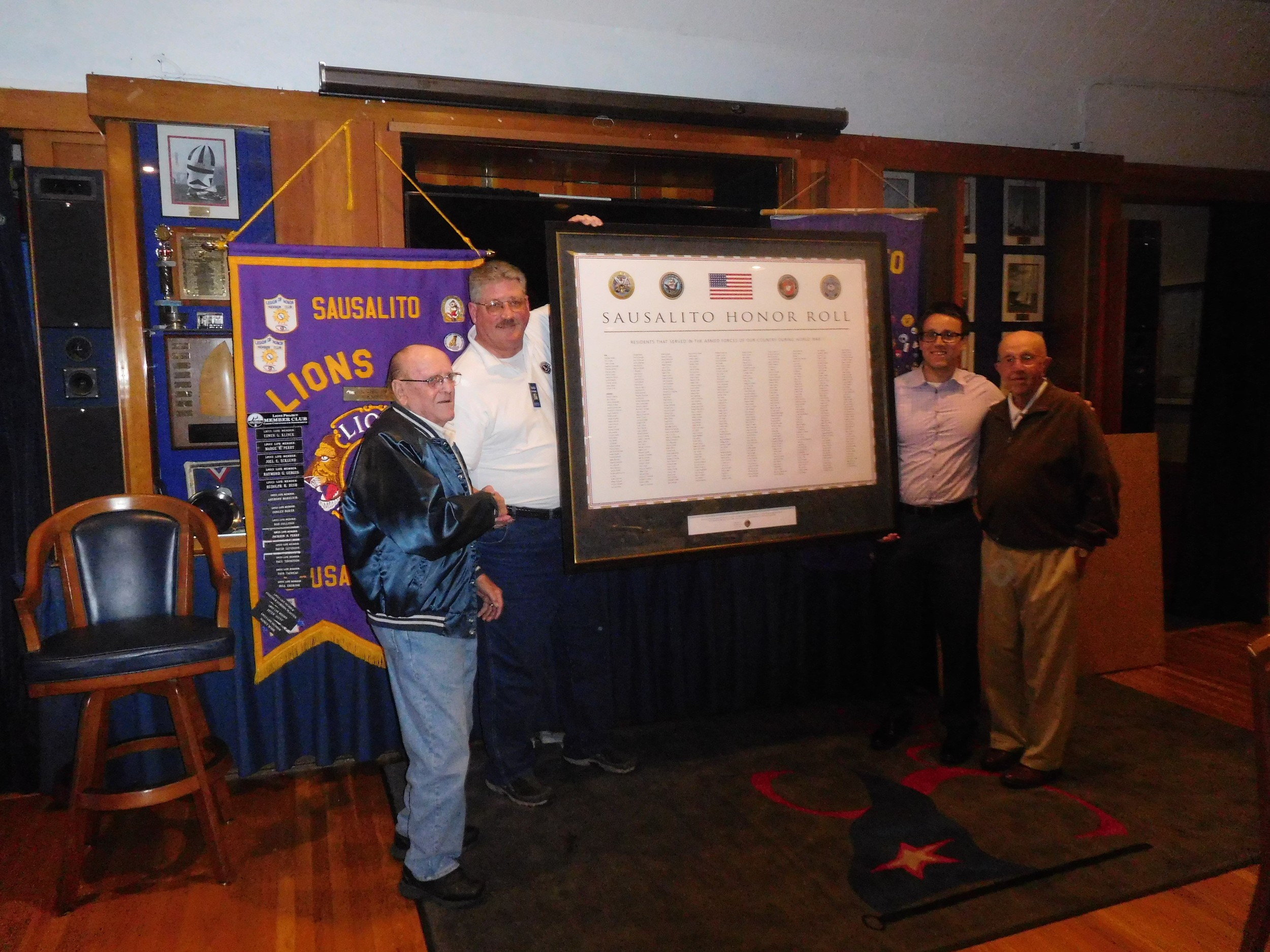 Left to right: Ed Madsen with Sausalito Lions Richard Carnal, Richard Davey, C.D. Madsen. Photo by Jerry Taylor