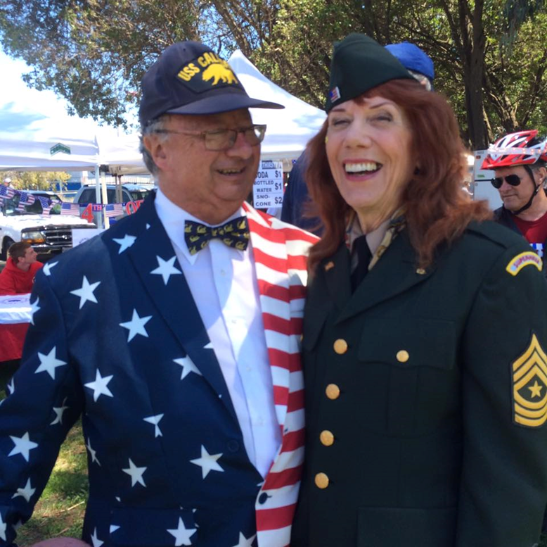 Jerry Taylor and Roberta Maloy of the SHS Board marched on July 4. Photo by Siobhan Taylor.