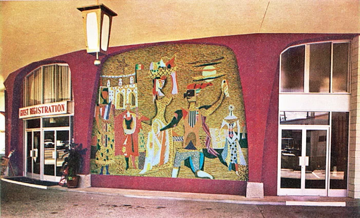 Mural as it appeared at the main entrance to the Villa Roma Motor Motel Photo from Echiler Network