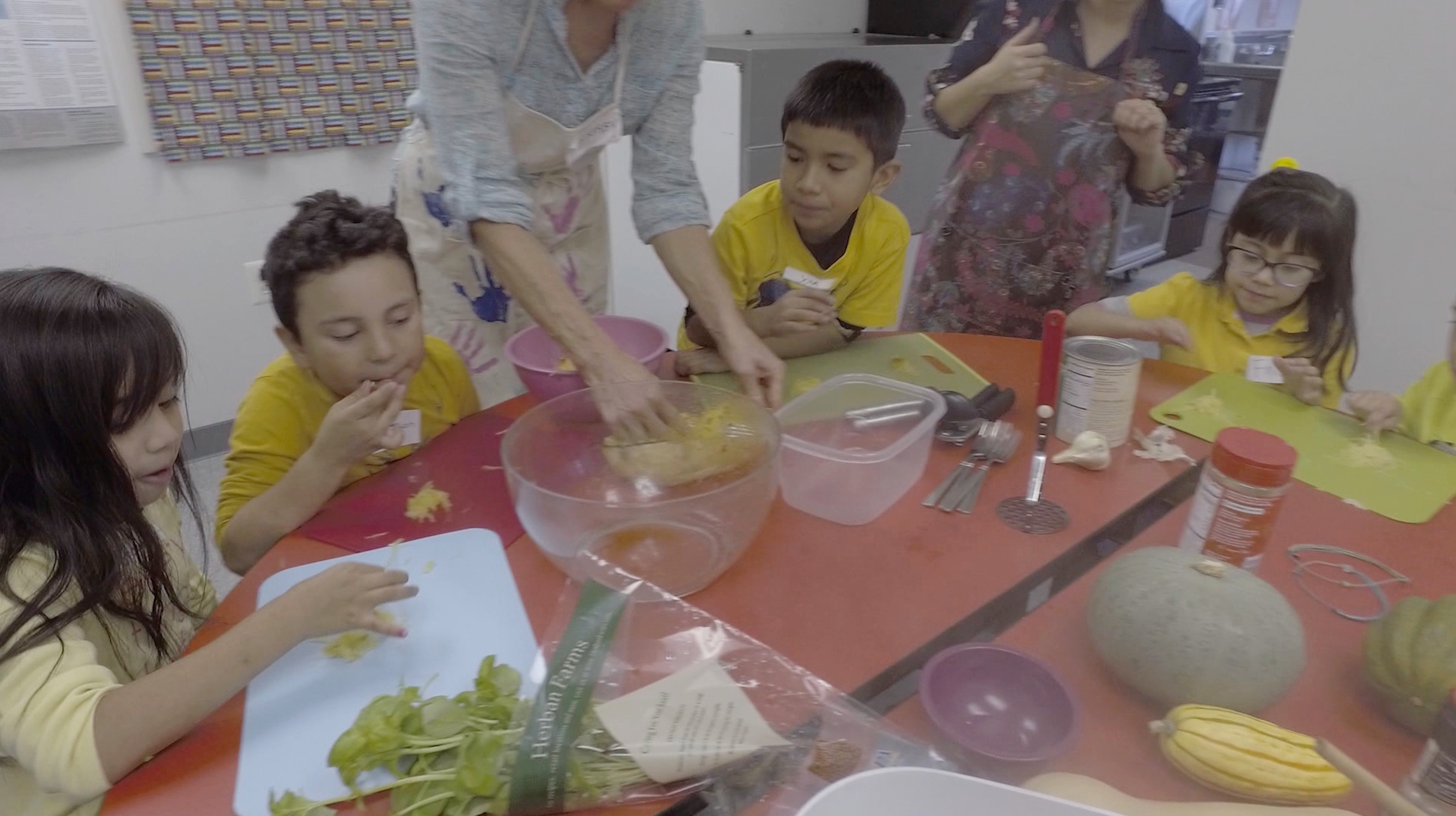 Children learning to cook