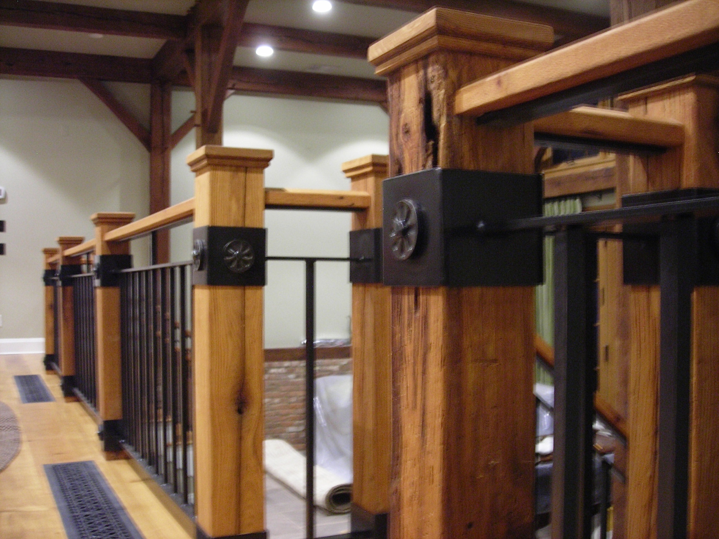 Steel & Wood Interior Rail with Forged Elements