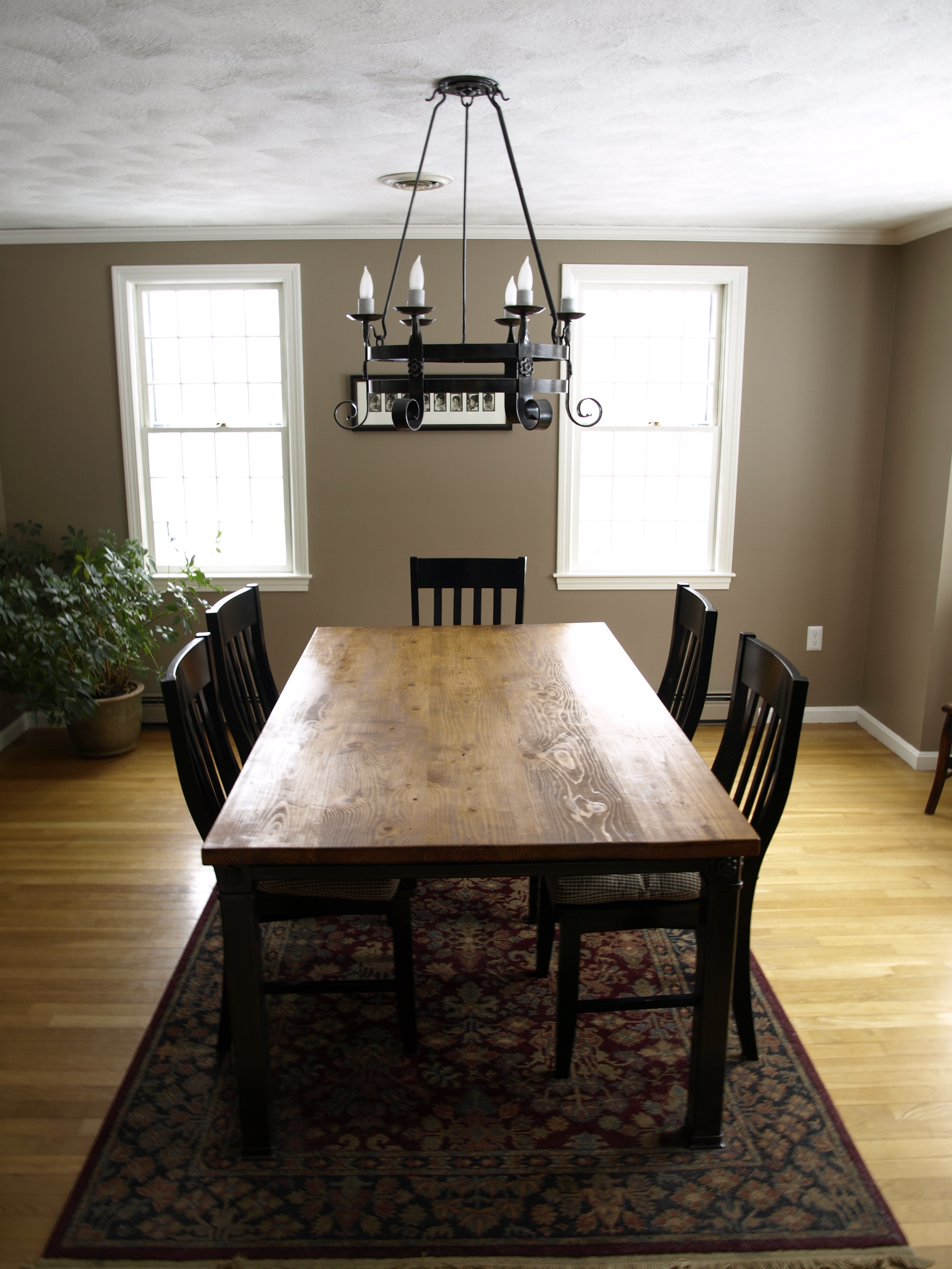 Custom Dining Table with Chandelier