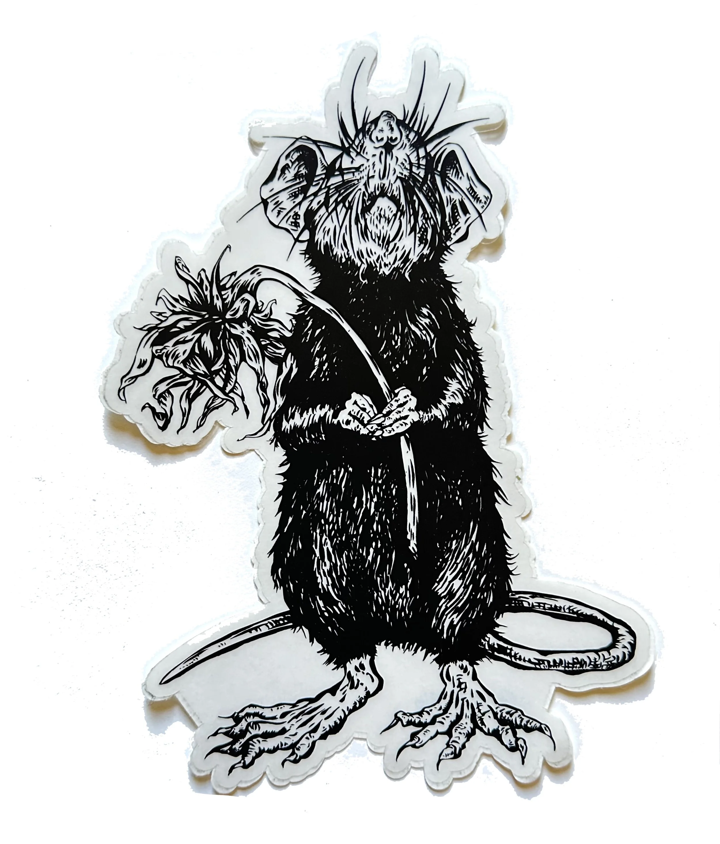Rat with Flower #3 - Vinyl Sticker