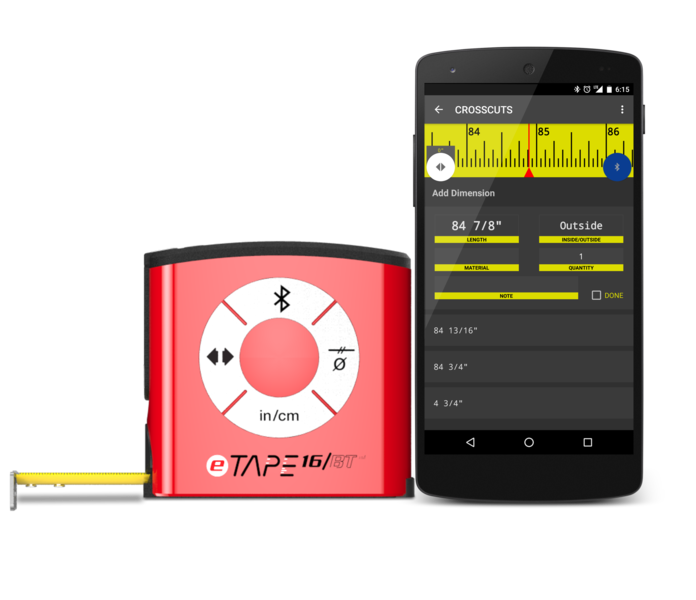 eTape Construction with its integrated tape measure, the eTape16/BT